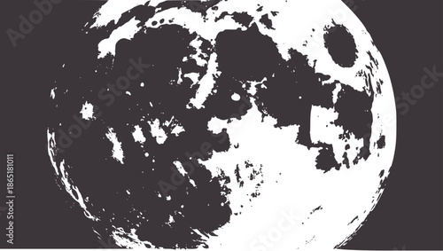 Highly detailed monochrome of the moon surface with craters editable