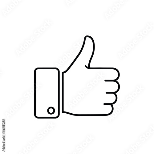 Simple thumbs up icon in grayscale created with adobe illustrator software