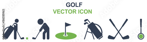 golf icons set vector design
