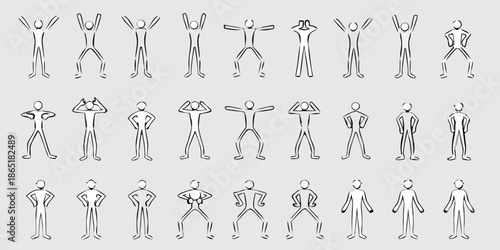 Stick figure poses a collection of various human body positions and gestures