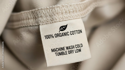 Care label on organic cotton garment
