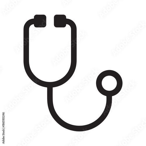 Simple black and white illustration of a medical stethoscope symbol