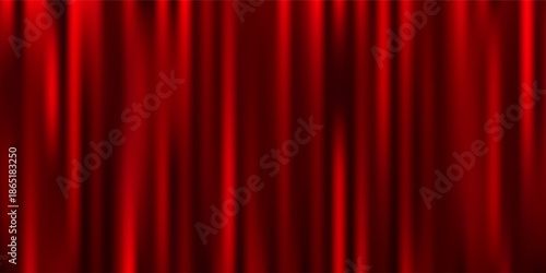 Red velvet curtain background. Closed curtains wallpaper for theater stage or cinema, circus. Red fabric drapery backdrop for award, show, performance. Velvet textile room scene banner concept. Vector