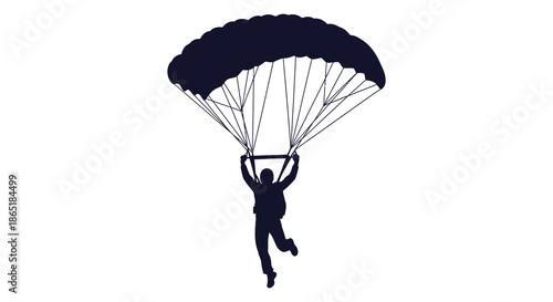 A striking depiction of a skydiver gracefully descending from the sky a beautiful silhouette