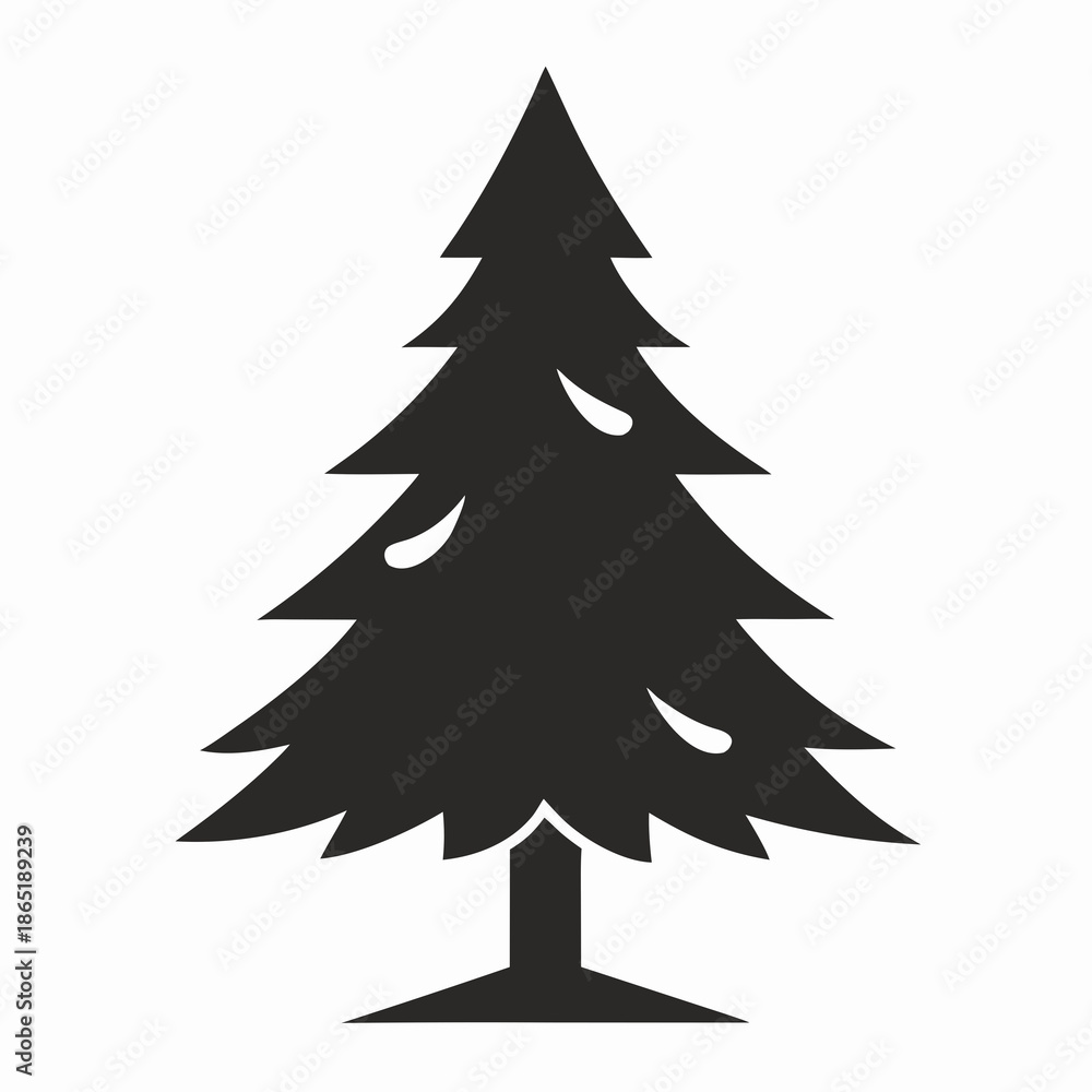 Obraz premium Title: A simple black and white of a triangular Christmas tree with jagged edges and a straight