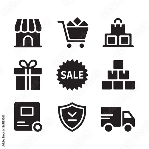 Shopping Security Protection Sale Icons
