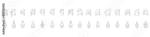 Spartan helmet icon vector set. Spartan Illustration sign collection. Medieval helmet symbol or logo.