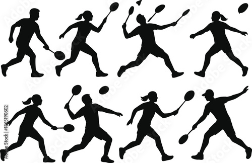 Dynamic Silhouettes of Tennis Players in Action on the Court