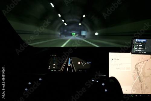 Canvas-taulu inside the tunnel, the car already knows the way.