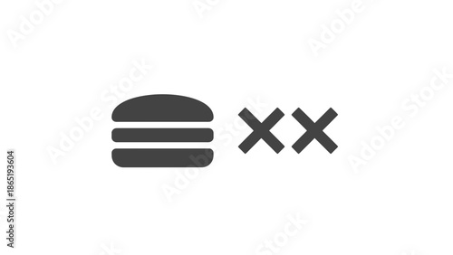 Simple dark gray icon illustrating a hamburger menu symbol placed next to two overlapping x marks representing deletion or closing a notification clearly displayed on a solid black background.