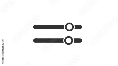 Minimalist dark mode interface icon representing two horizontal slider controls for adjusting settings or parameters in a digital application or system
