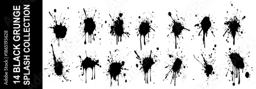 Big collection of black ink splashes. Vector ink splashes. Essential elements for any grunge design.