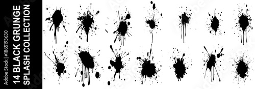 Big collection of black ink splashes. Vector ink splashes. Essential elements for any grunge design.