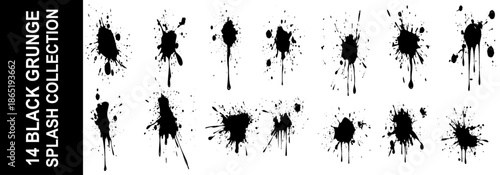 Vector ink splashes. Big collection of black ink splashes. 
