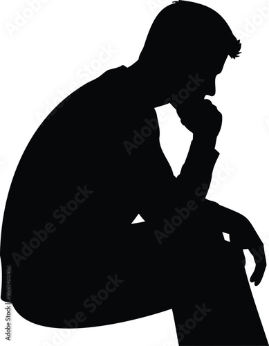 Thinking Man Silhouette Vector Illustration