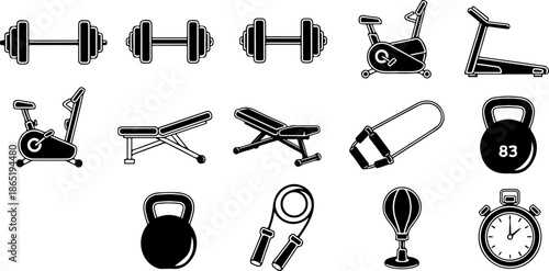 Fitness & Gym Icons Set – Workout and Healthy Lifestyle Symbols