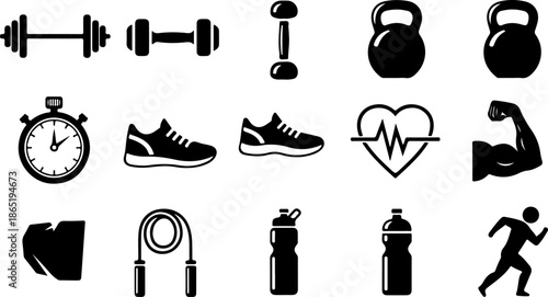 Fitness & Gym Icons Set – Workout and Healthy Lifestyle Symbols