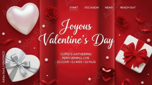 Joyous valentine's day celebration with gift and heart