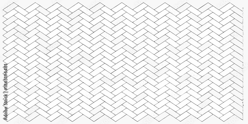 Naklejka premium A repeating herringbone pattern of rectangular tiles in black and white