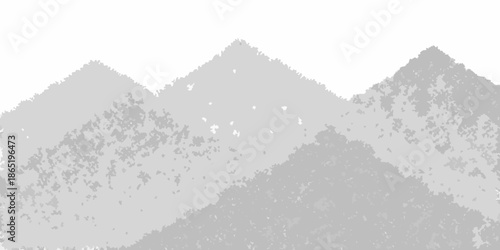 Abstract grey mountains with speckled texture creating a minimalist landscape