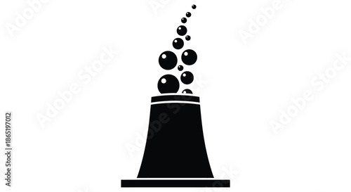 a simple dark silhouette of a coffee cup with rising bubbles and steam a minimalist design silhouette