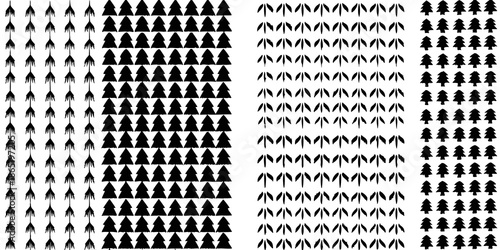 A dense pattern of black triangular shapes resembling stylized pine trees