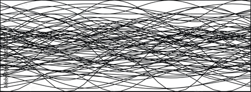 Dynamic black lines create an abstract wave pattern against a clean white background.