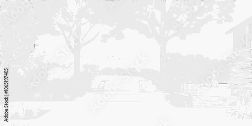 A quiet residential street scene with trees a car and houses