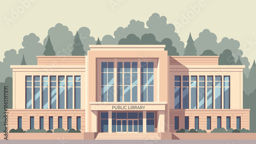Minimalist Modern Home Exterior Flat Design Illustration