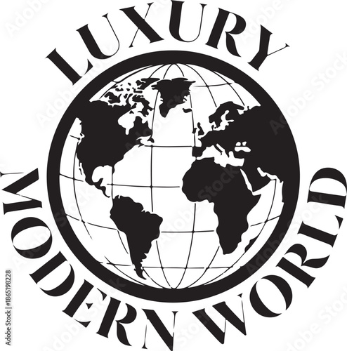 Luxury modern world emblem logo black minimalist vector with refined geometry for premium branding print and digital design use