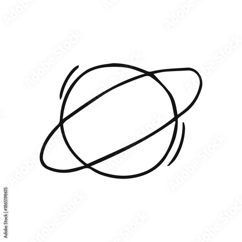 planet saturn linear sketch isolated on white background