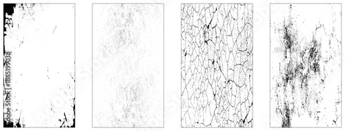 Set of distressed grunge dust black texture.