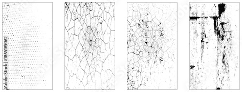 Set of the vector grunge textures isolated on white background.