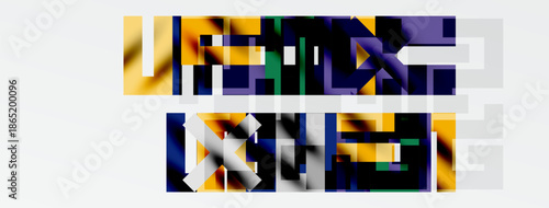 Abstract geometric shapes, vibrant colors, layered design. Minimalist composition, modern aesthetic, digital art creation.