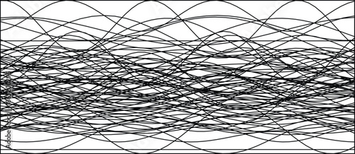 Intricate black lines overlap and weave on a white background, forming a mesmerizing abstract pattern.