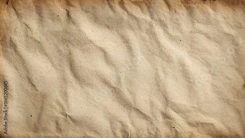 Crumpled brown craft package paper texture. Abstract beige background with wrinkled cardboard texture. Vector illustration