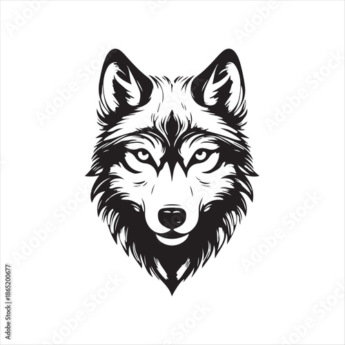 Detailed wolf head vector illustration representing strength and wild nature spirit
