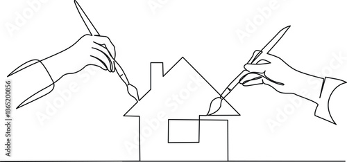 Drawing a house with pencils Vector