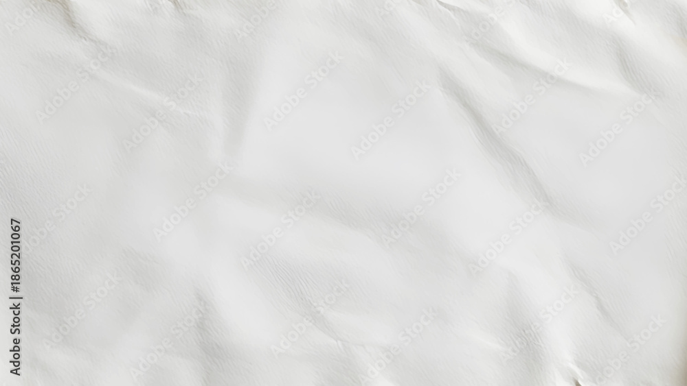 Obraz premium Trendy white colored textured background. Crumpled satine paper texture. White clean crumpled paper background. Horizontal crumpled empty paper template