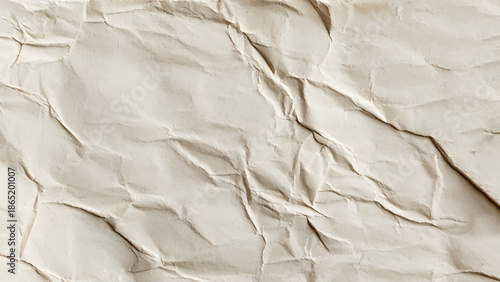 Cream clean crumpled paper background. Horizontal crumpled empty paper template for posters and banners. Vector illustration