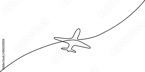 Airplane flying over wavy line Vector