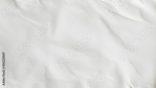 Trendy white colored textured background. Crumpled satine paper texture. White clean crumpled paper background. Horizontal crumpled empty paper template