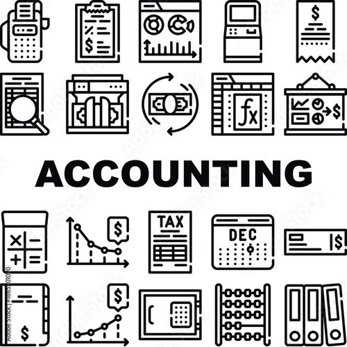 Accounting And Finance Collection Icons Set Vector