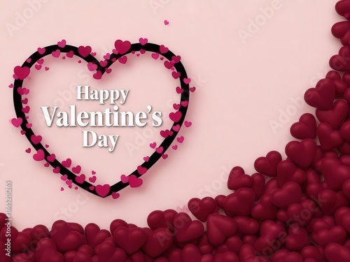 Happy valentine's day background with red hearts
