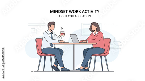 Business meeting, collaboration, working together on laptop, coffee break, modern office environment