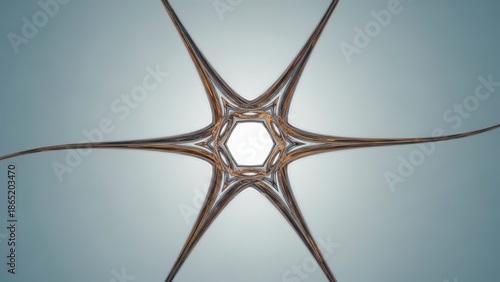 Abstract Symmetric Geometric Metallic Star Shape on Gradient