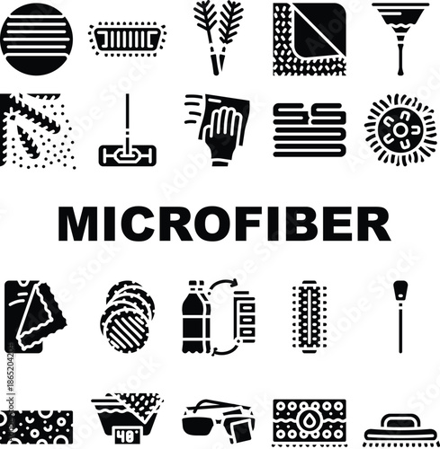 Microfiber For Clean Collection Icons Set Vector