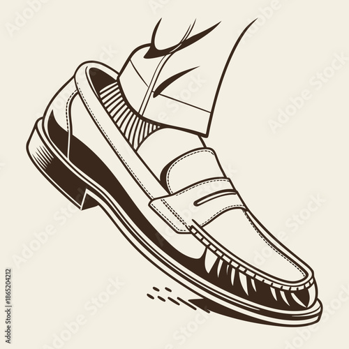 Title: A black and white of a sneaker with a detailed and laces on a white background