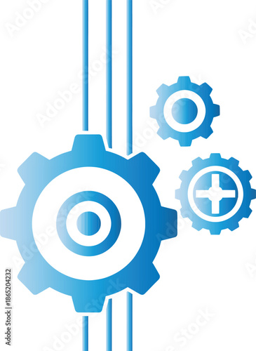 Blue gear icons with plus sign on for settings or configuration