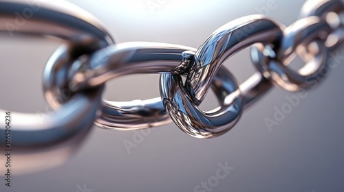 Shiny Chrome Chain Interlocked in a Close Up View